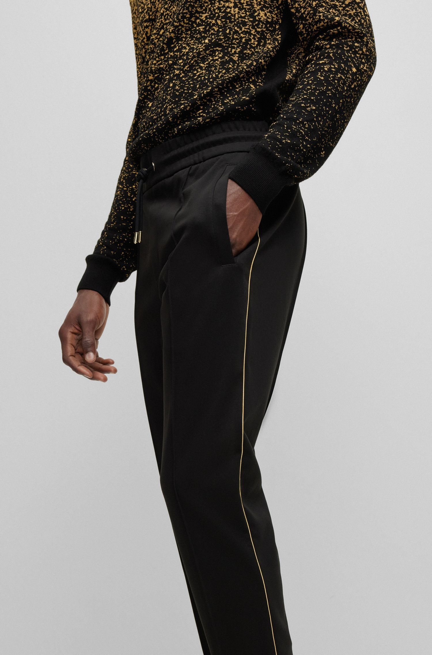Hugo Boss Rolling-edged Sweatpants In Black
