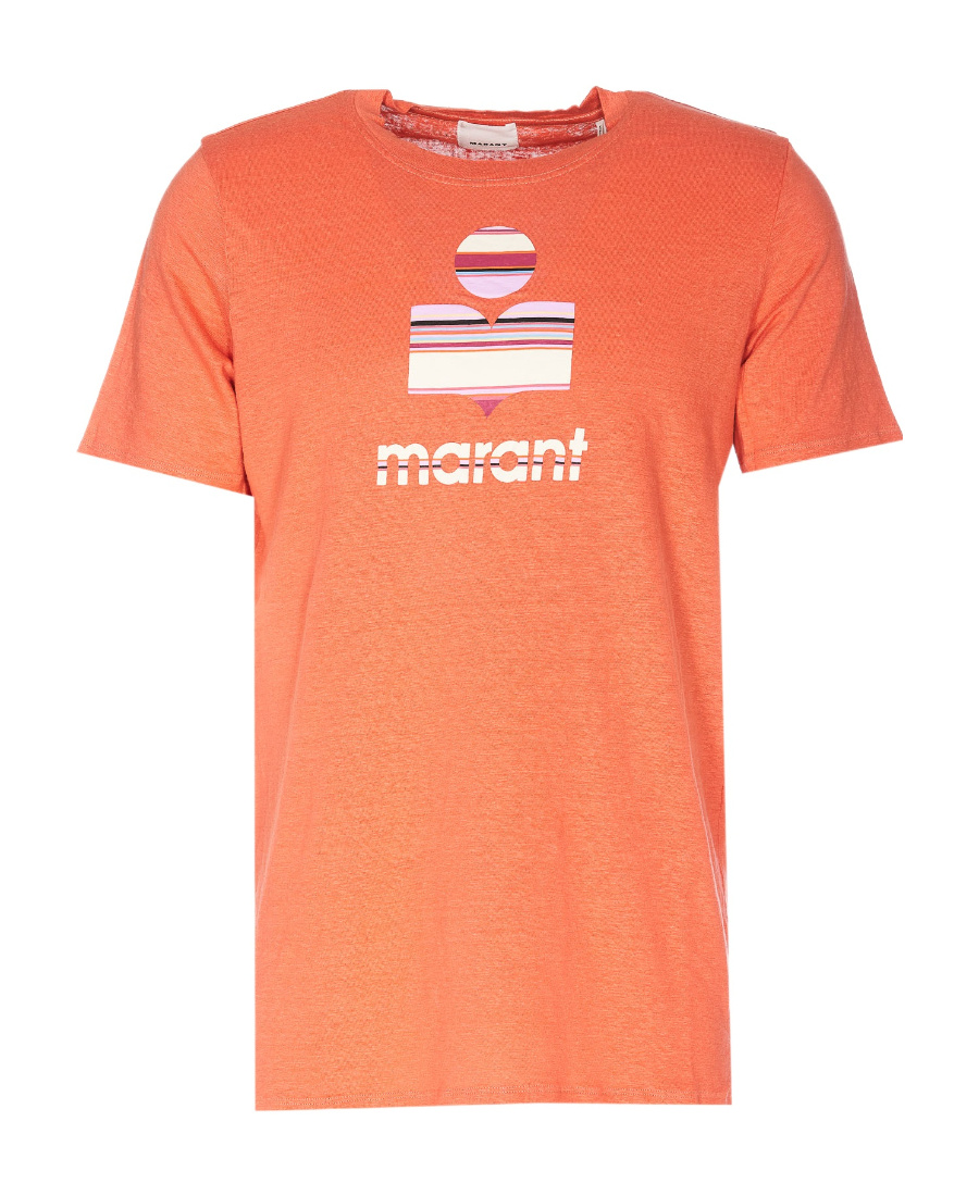 Isabel Marant Crew Neck Graphic Print Short Sleeves In Pink