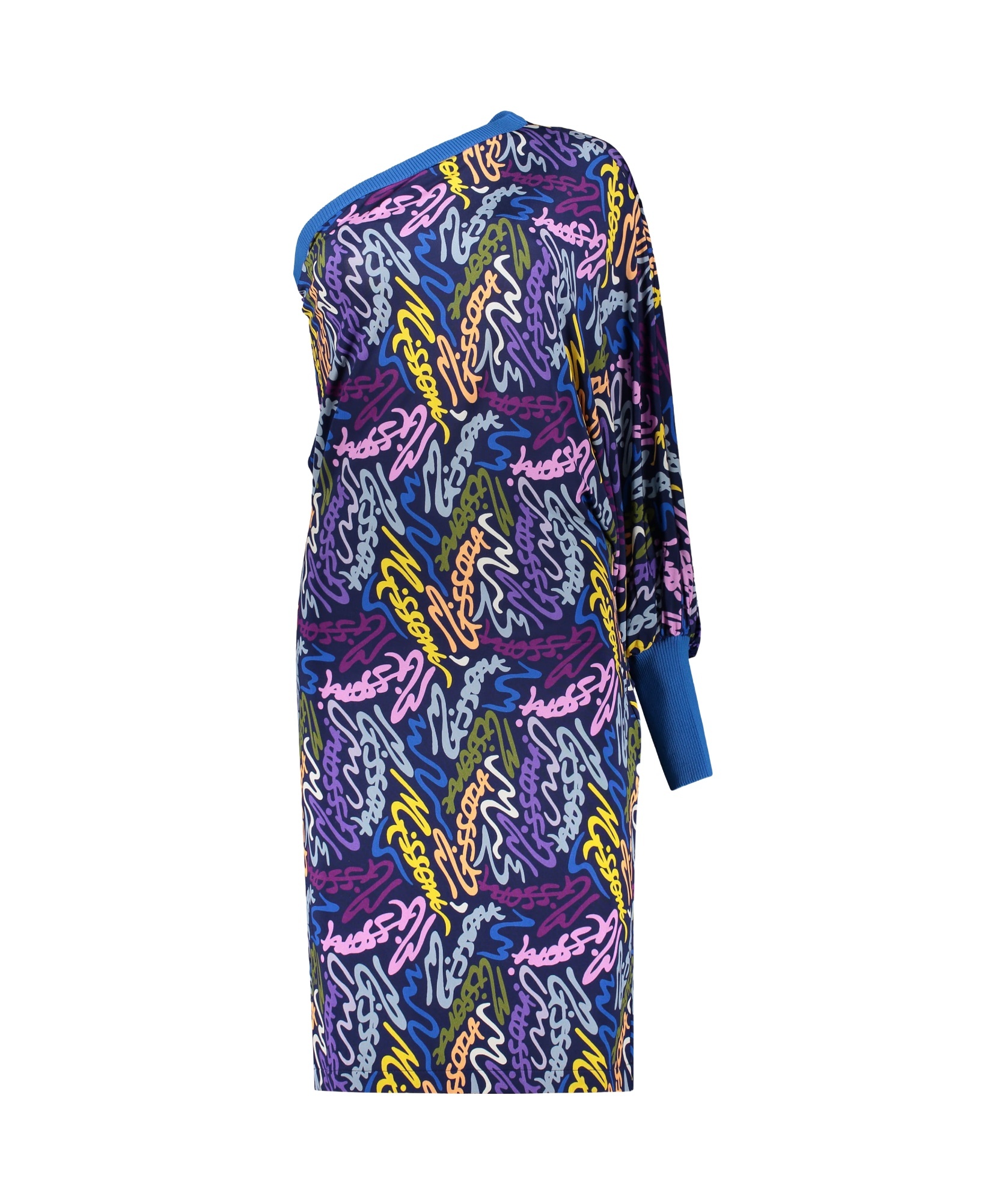 M Missoni One Shoulder Sheath Dress In Blue