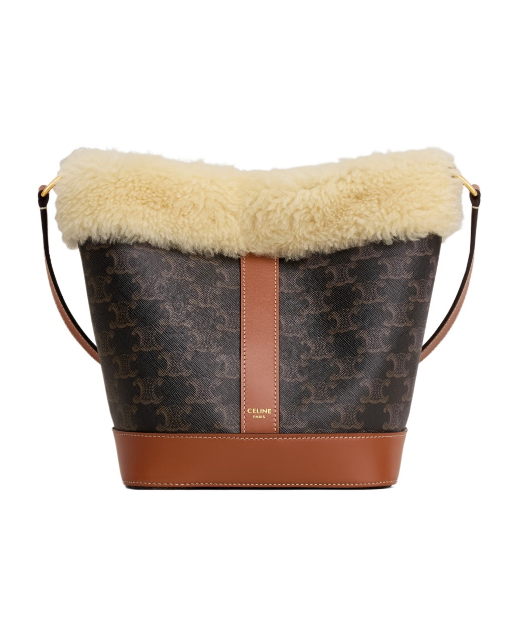 Celine Small Logo Printed Bucket Bag In Black