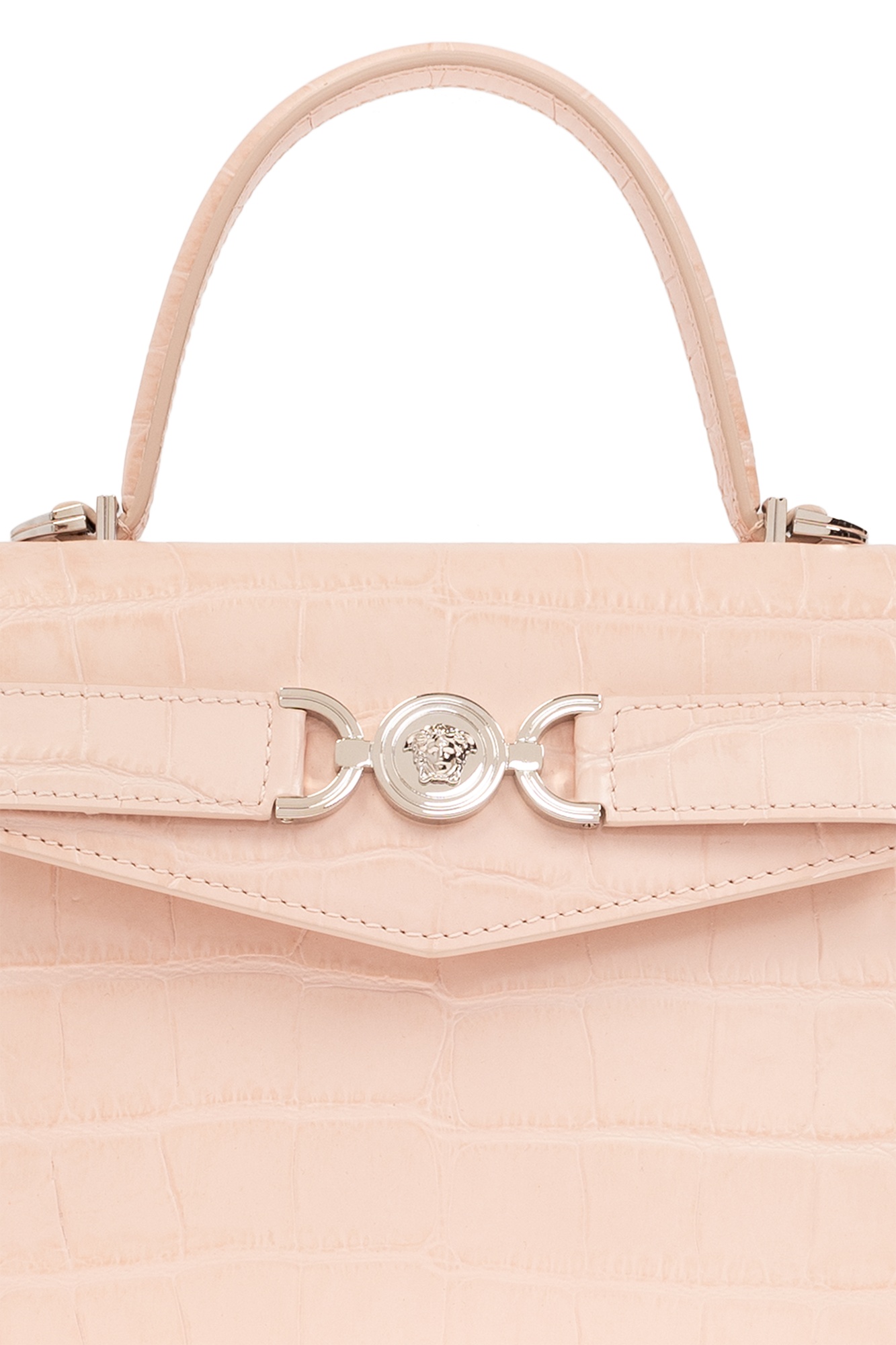 Versace Medium Crocodile-effect Mini Bag In Nude