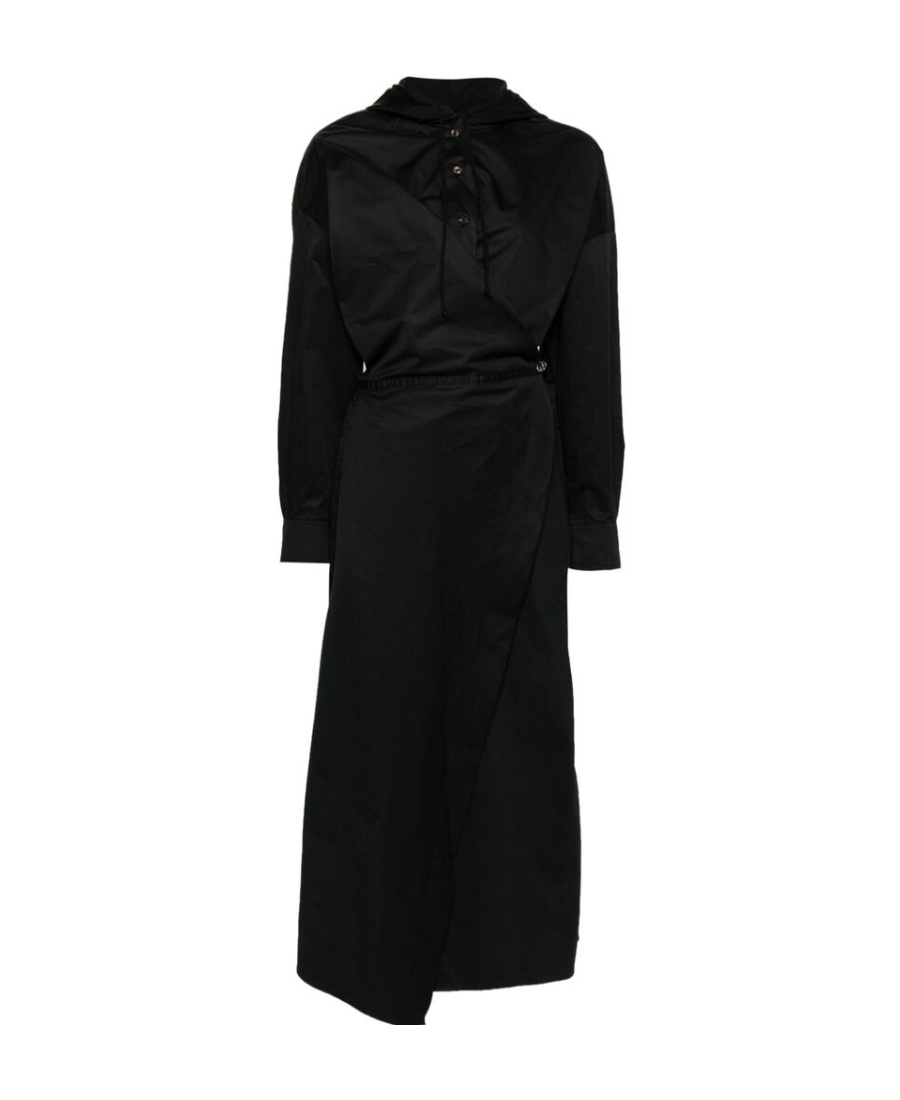 Diesel Long-sleeved Hooded Wrap Dress In Black