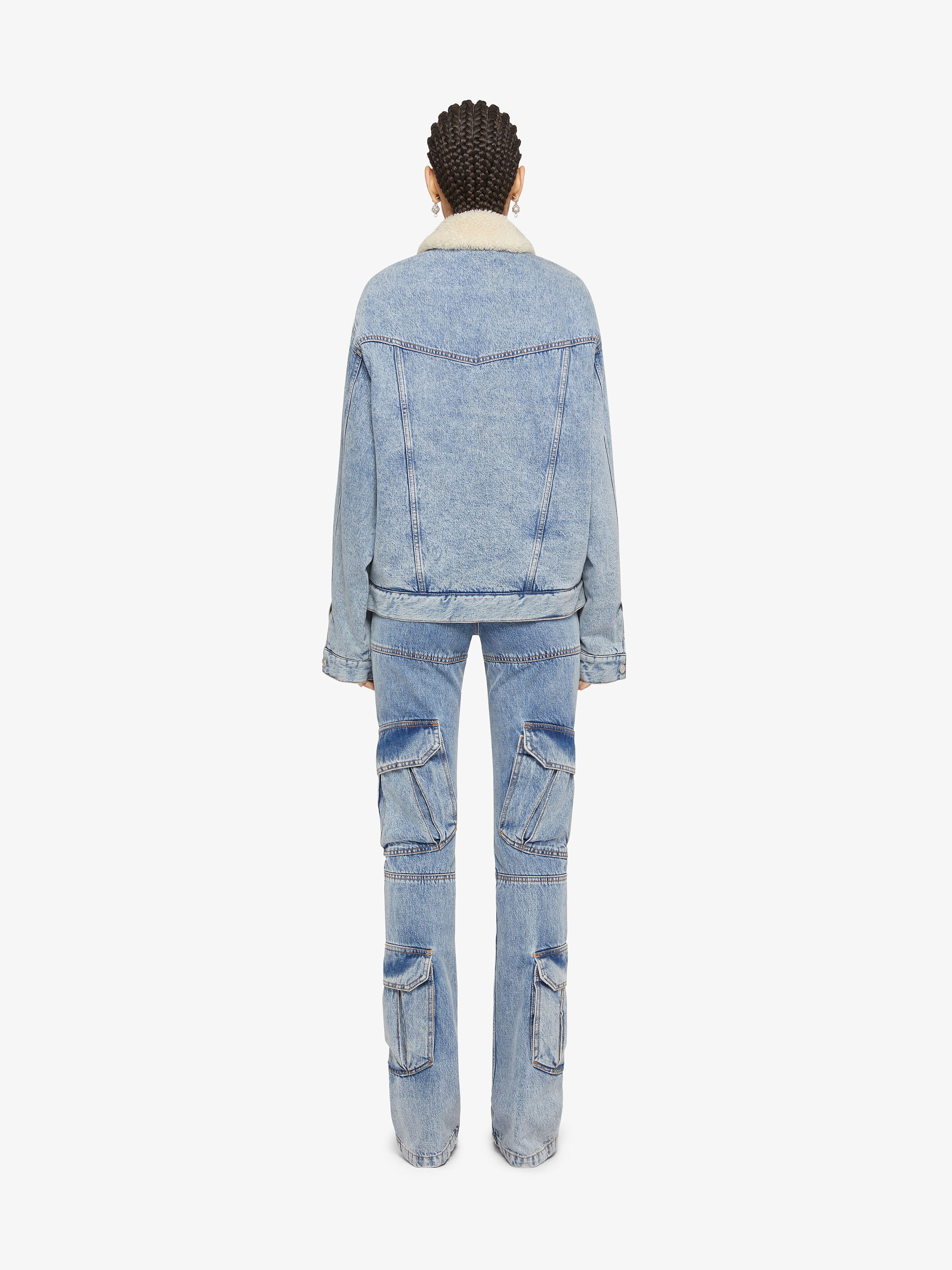 Givenchy Womens Light Blue Logo-embroidered Contrast-collar Denim Jacket In Blue