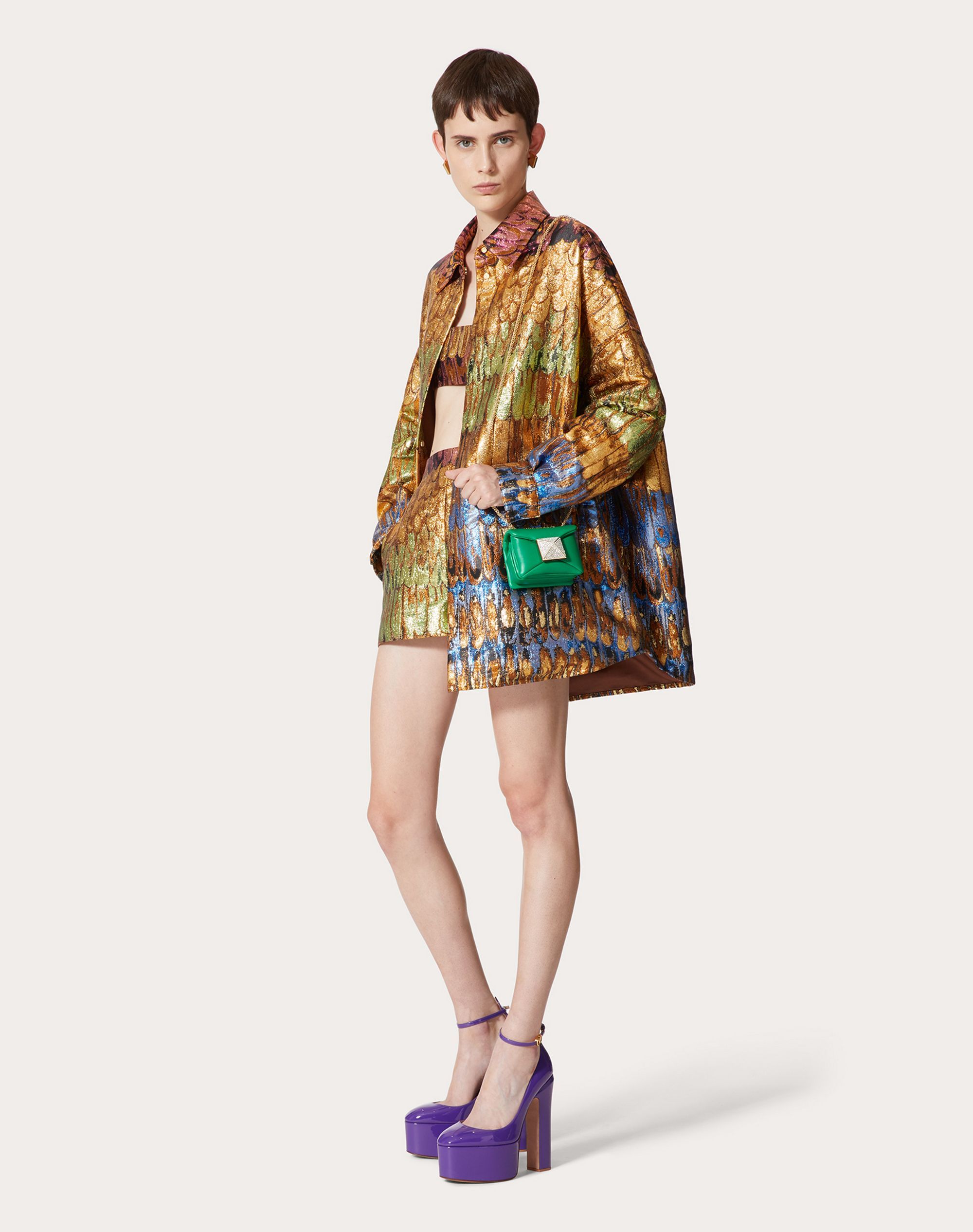 Valentino Golden Wings Multicolor Brocade Overshirt Woman Multicoloured 38 In Multi