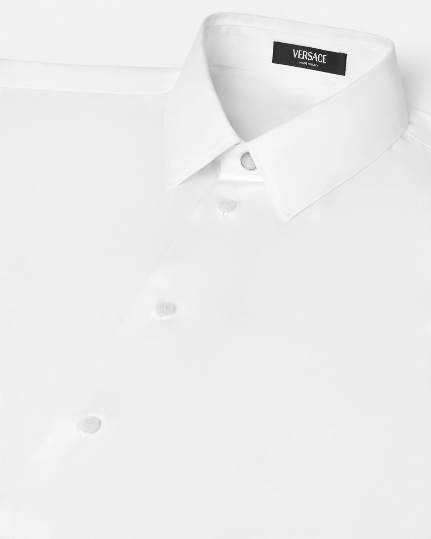 Versace Barocco Jacquard Button-up Shirt In White