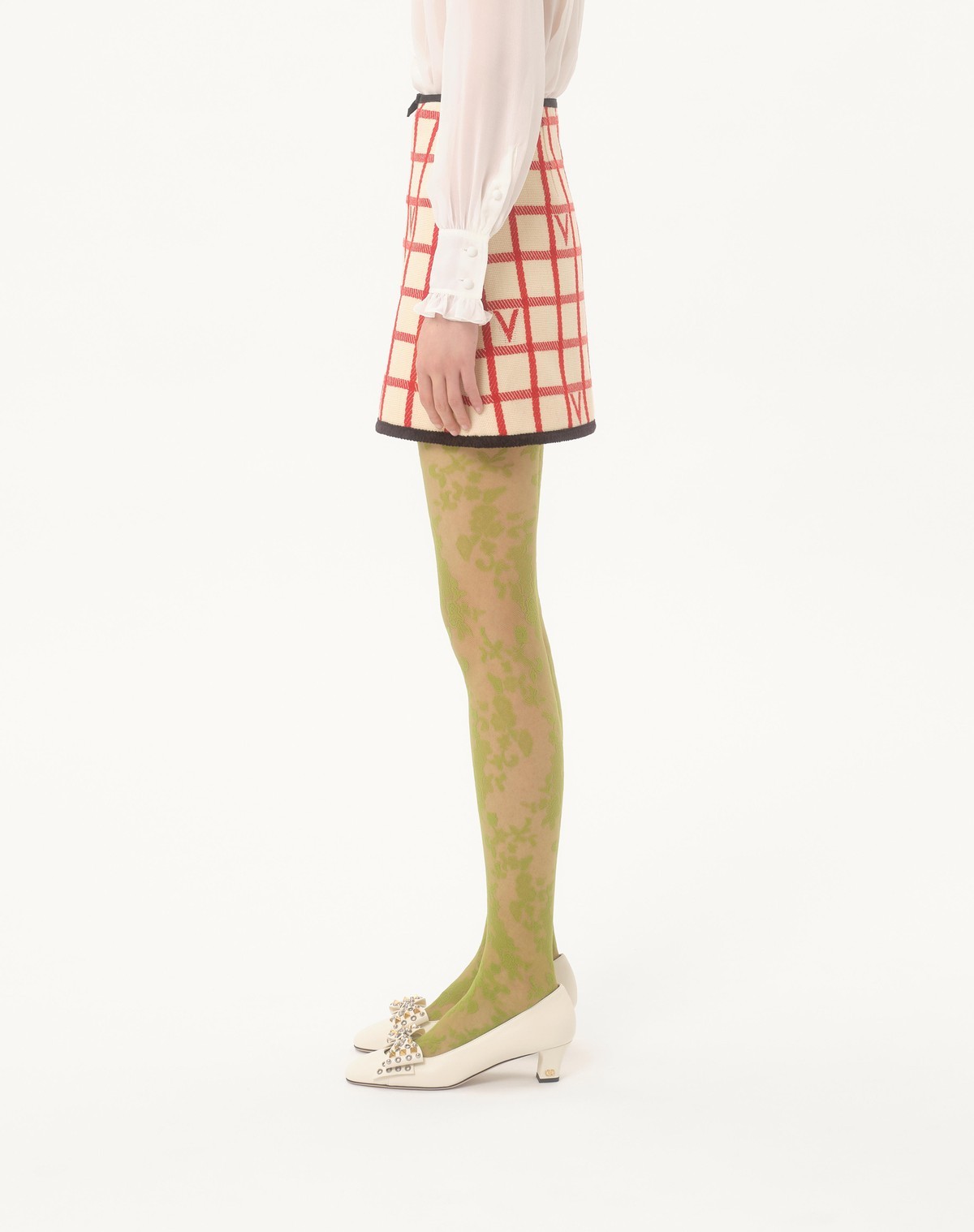 Valentino Midi Skirt With Button Accents And High Waist In Brown