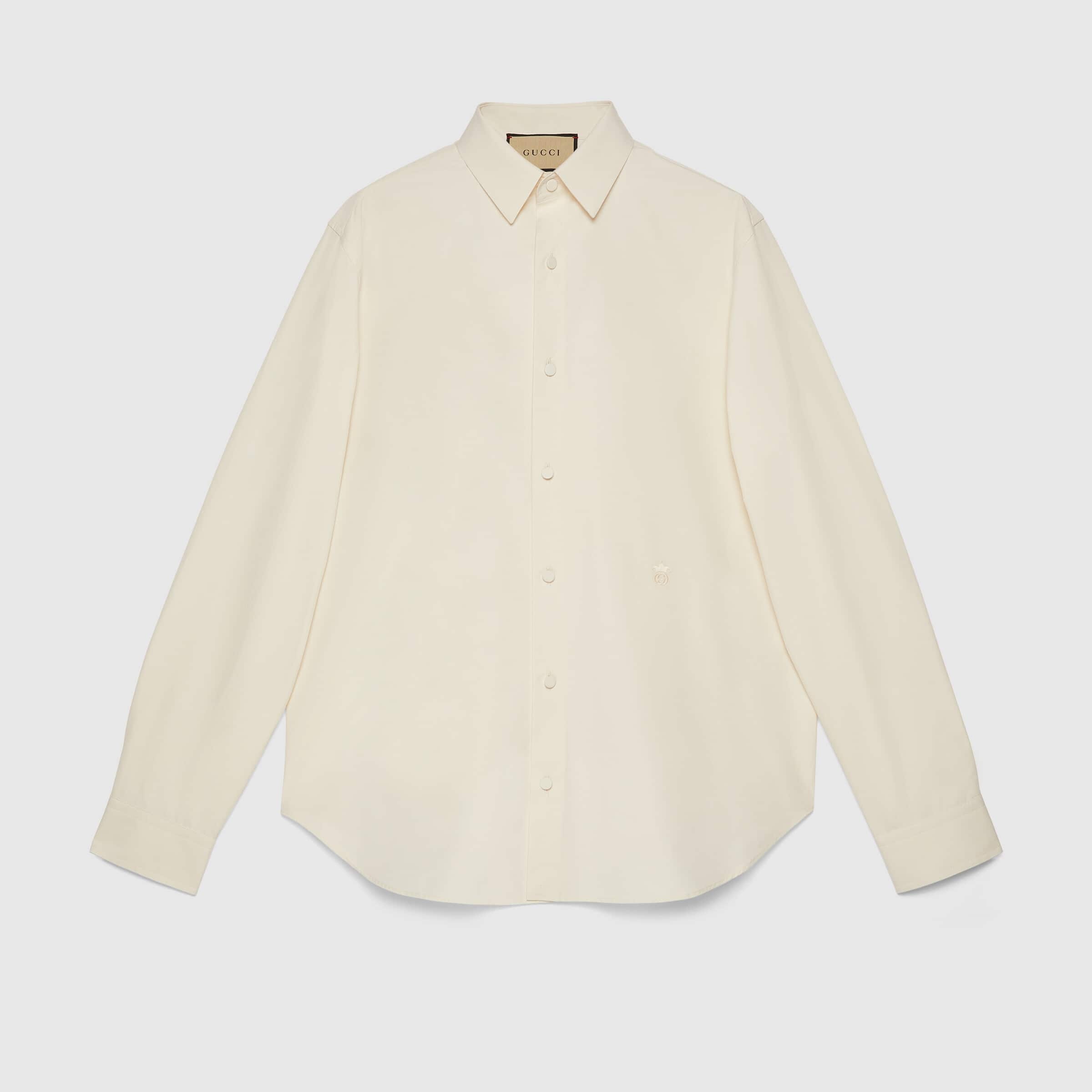 Gucci Long-sleeve Cotton Poplin Shirt In White