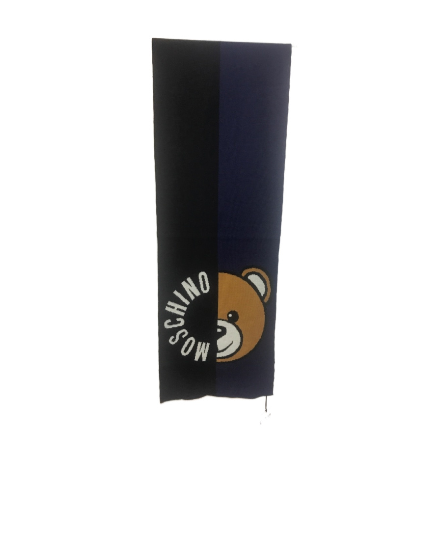 Moschino Logo Knitted Scarf In Black
