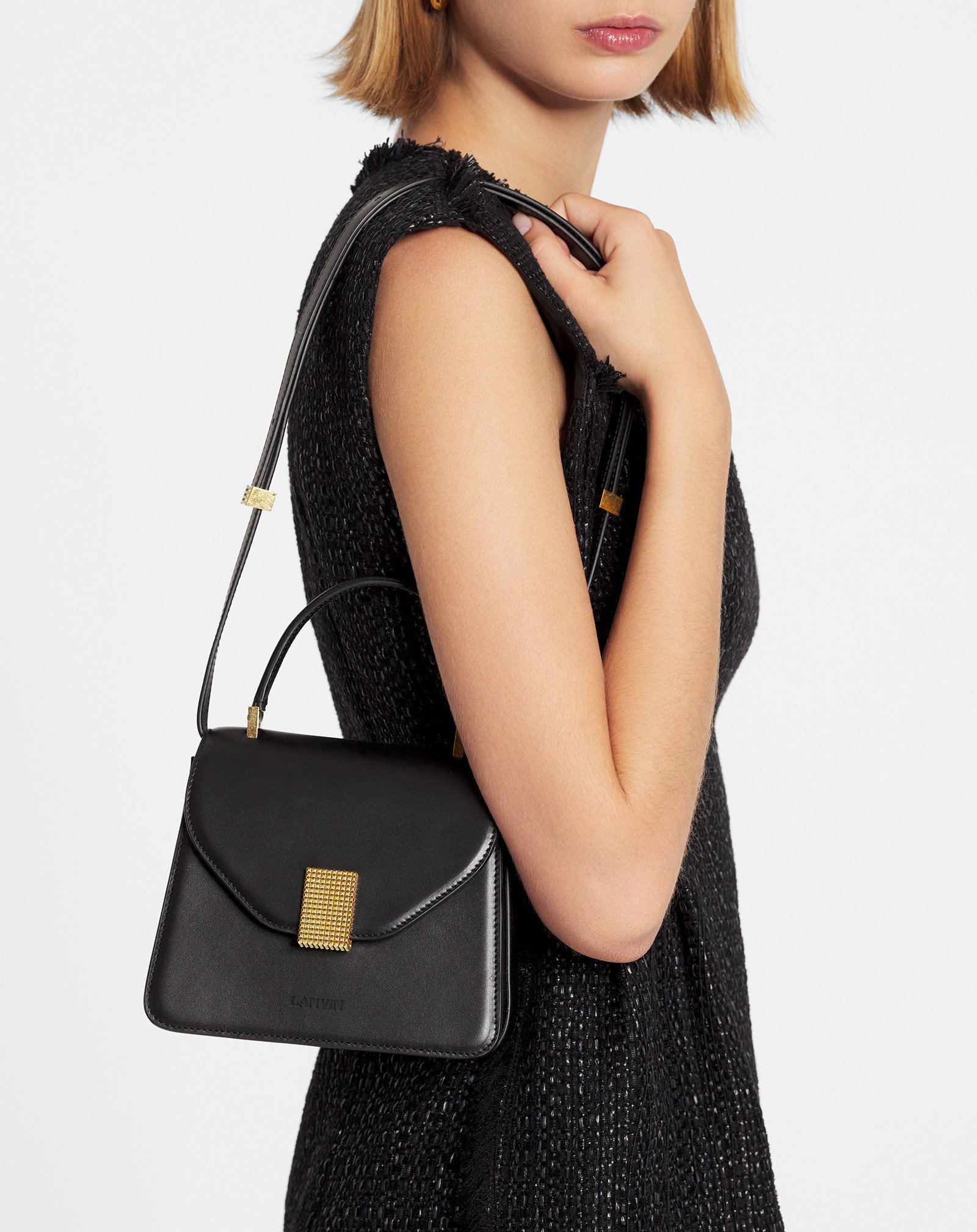 Shop Lanvin Concerto Leather Top-handle Bag In Green