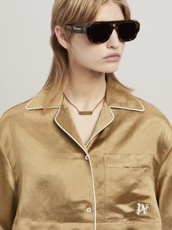 Palm Angels Printed Short-sleeved Shirt In Nude