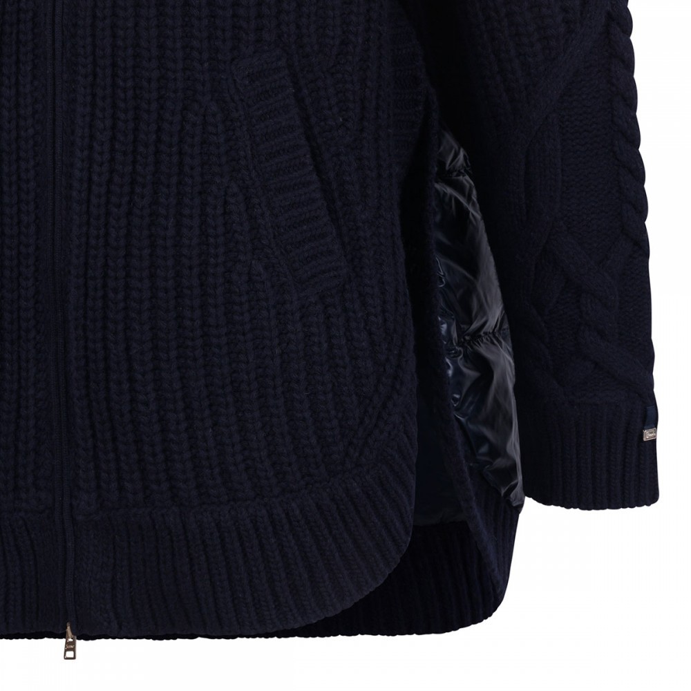 Herno High-neck Knitted Jacket In Blue