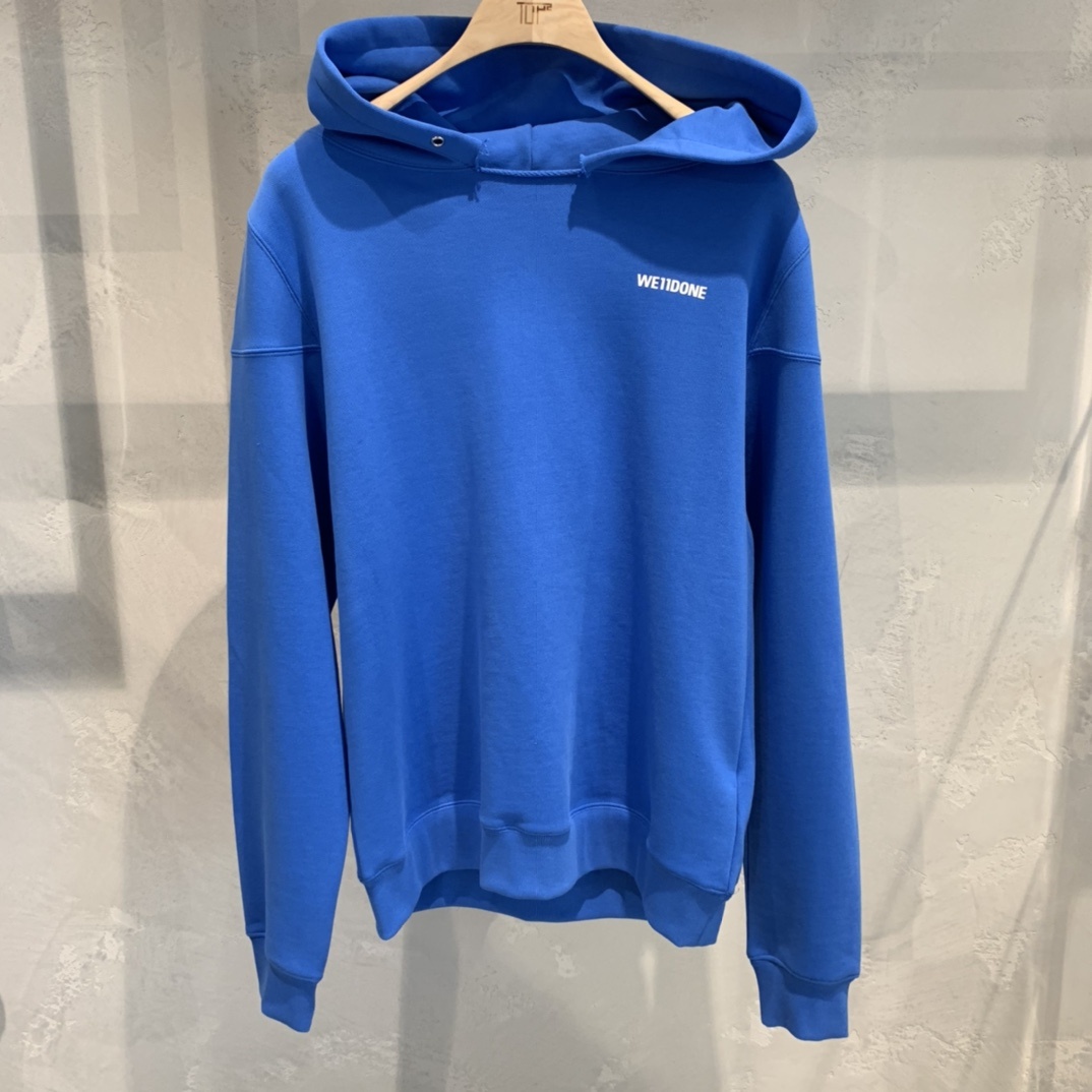 We11 Done Drop Shoulder Hoodie In Blue