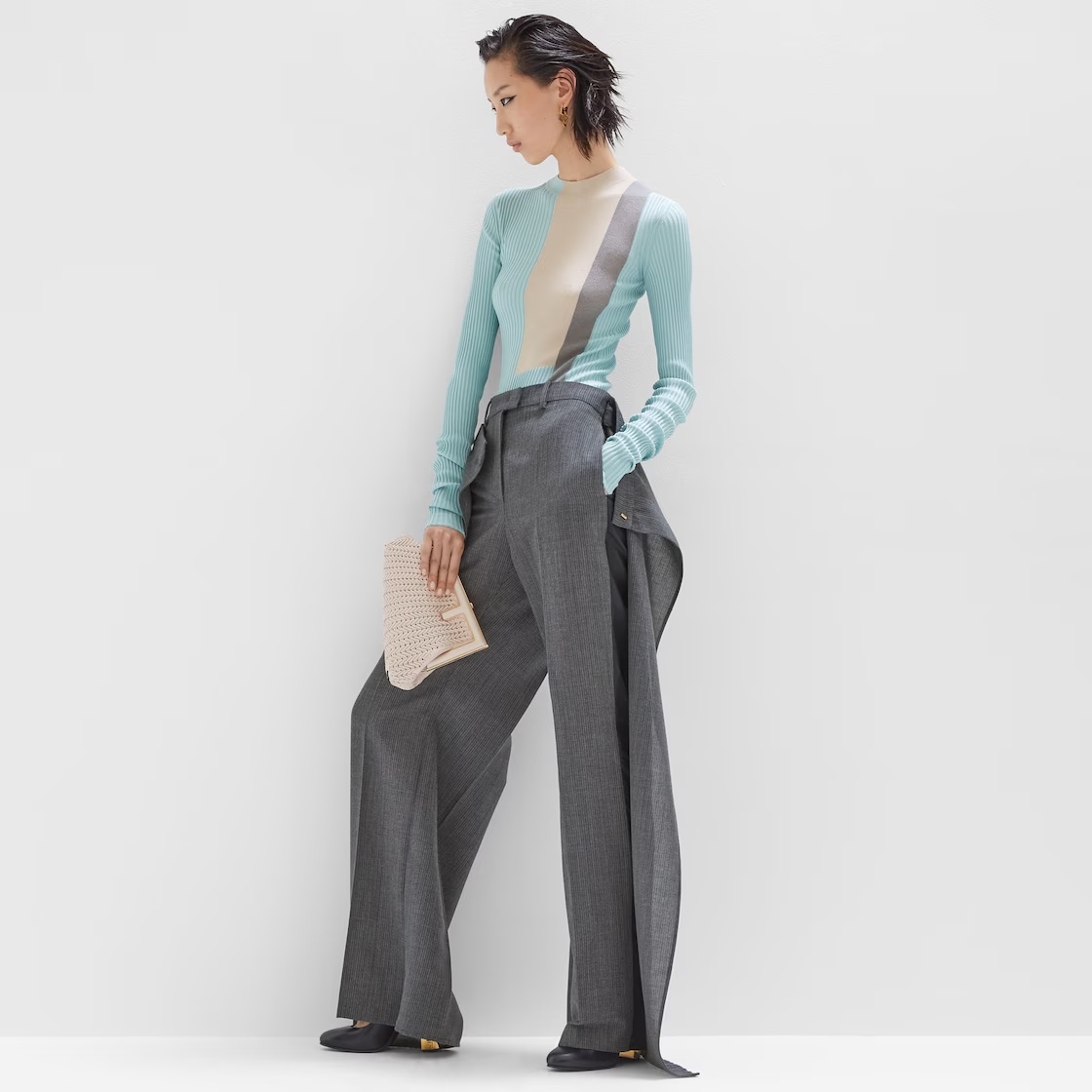 Fendi Color-block Silk Sweater In Blue