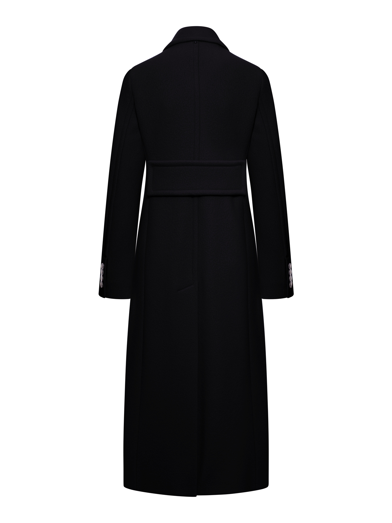Sportmax Long Double-breasted Wool Coat Featuring Belt In Black