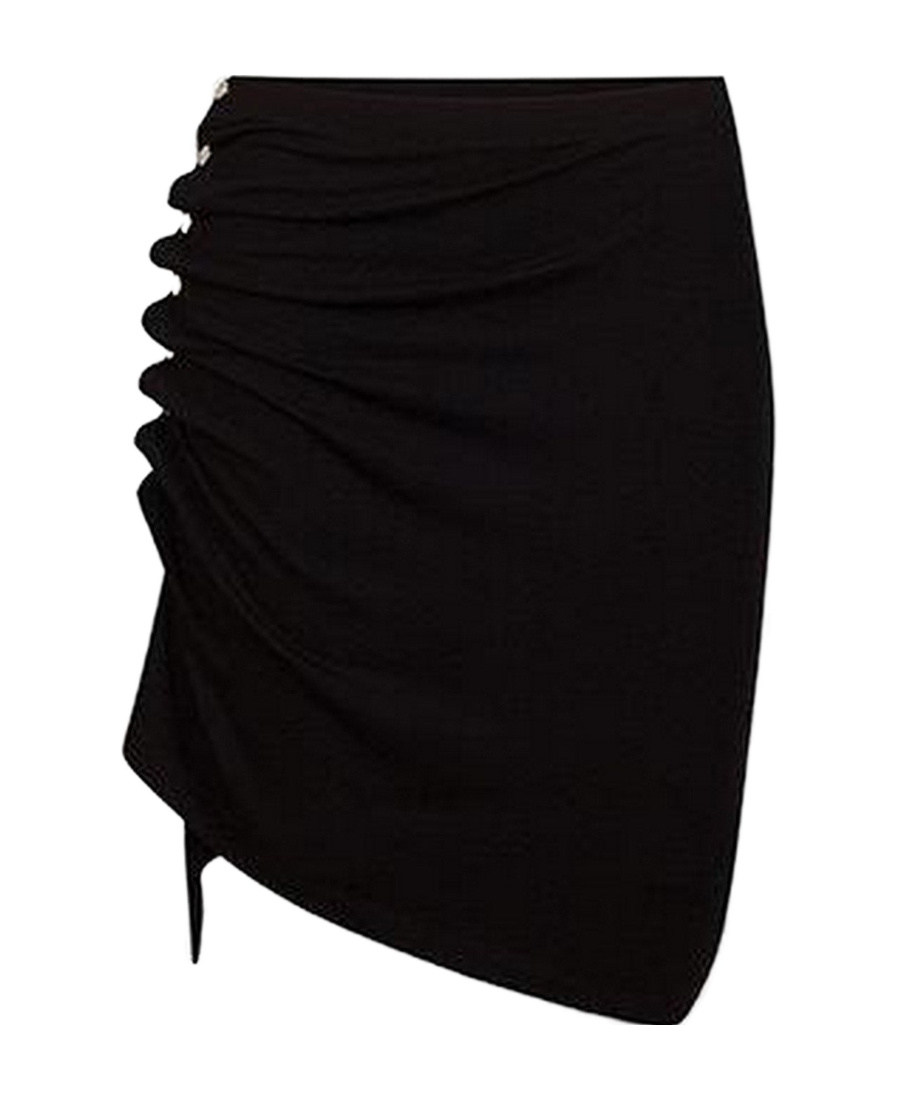 Rabanne Ruched-detail Asymmetric Miniskirt In Black