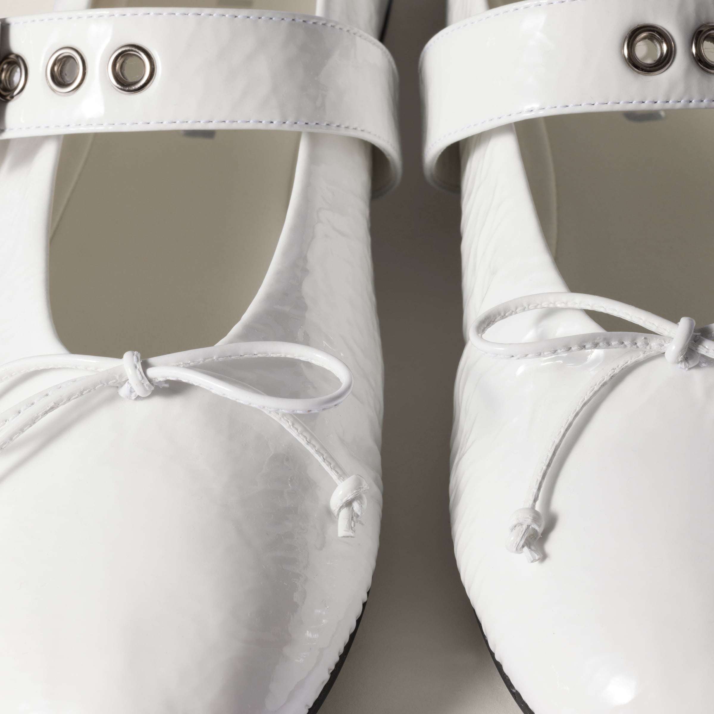 Miu Miu Patent-finish Leather Ballet Flats In White