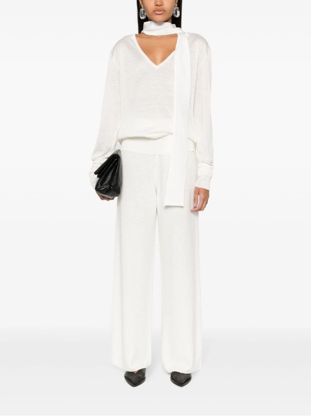 Fabiana Filippi Relaxed Fit Knitwear With Deep V-neck In White