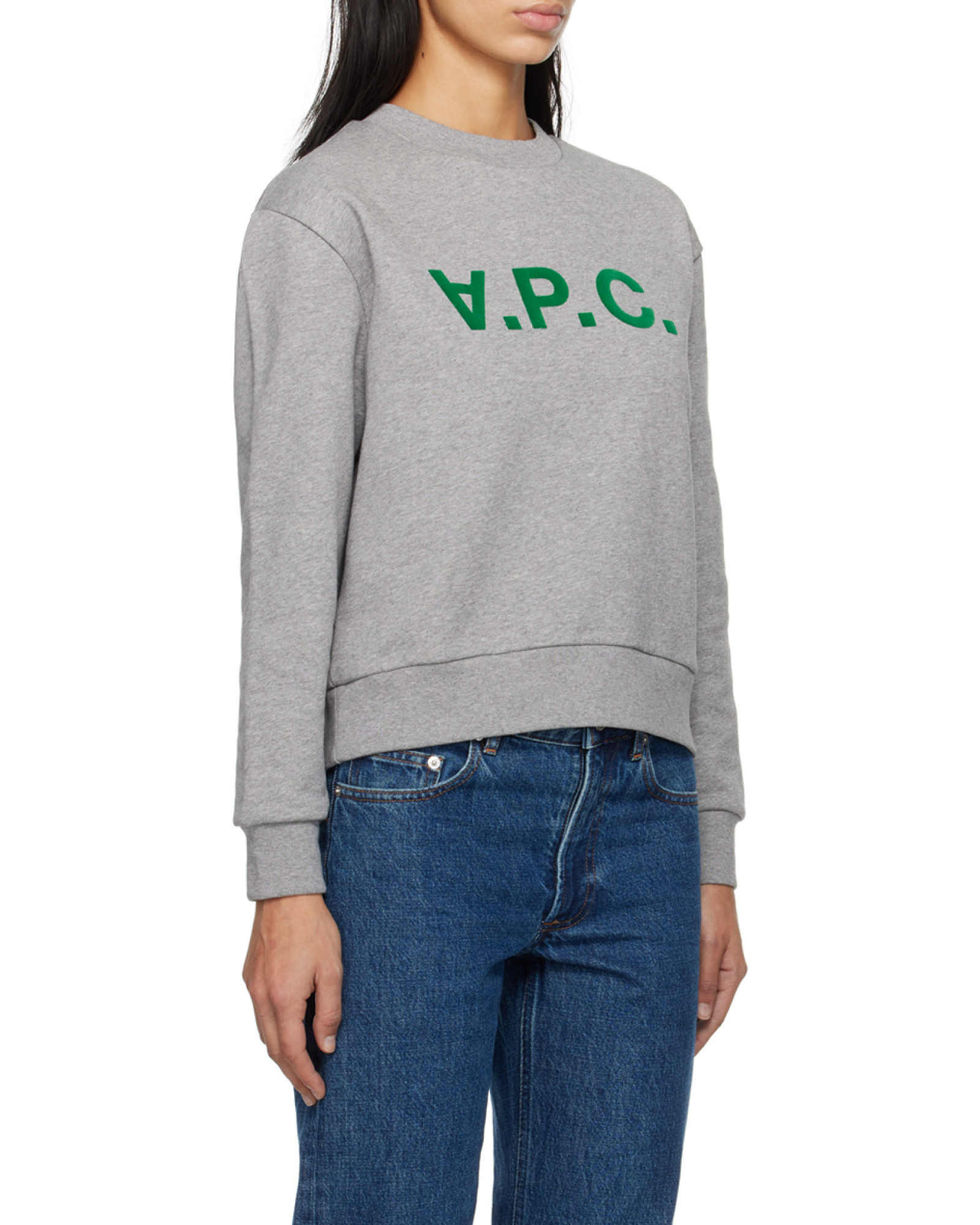 Apc Flocked-logo Cotton Jumper In Gray