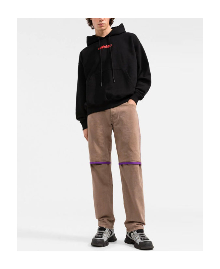 Off-white Logo-print Arrow Painterly-print Hoodie In Black