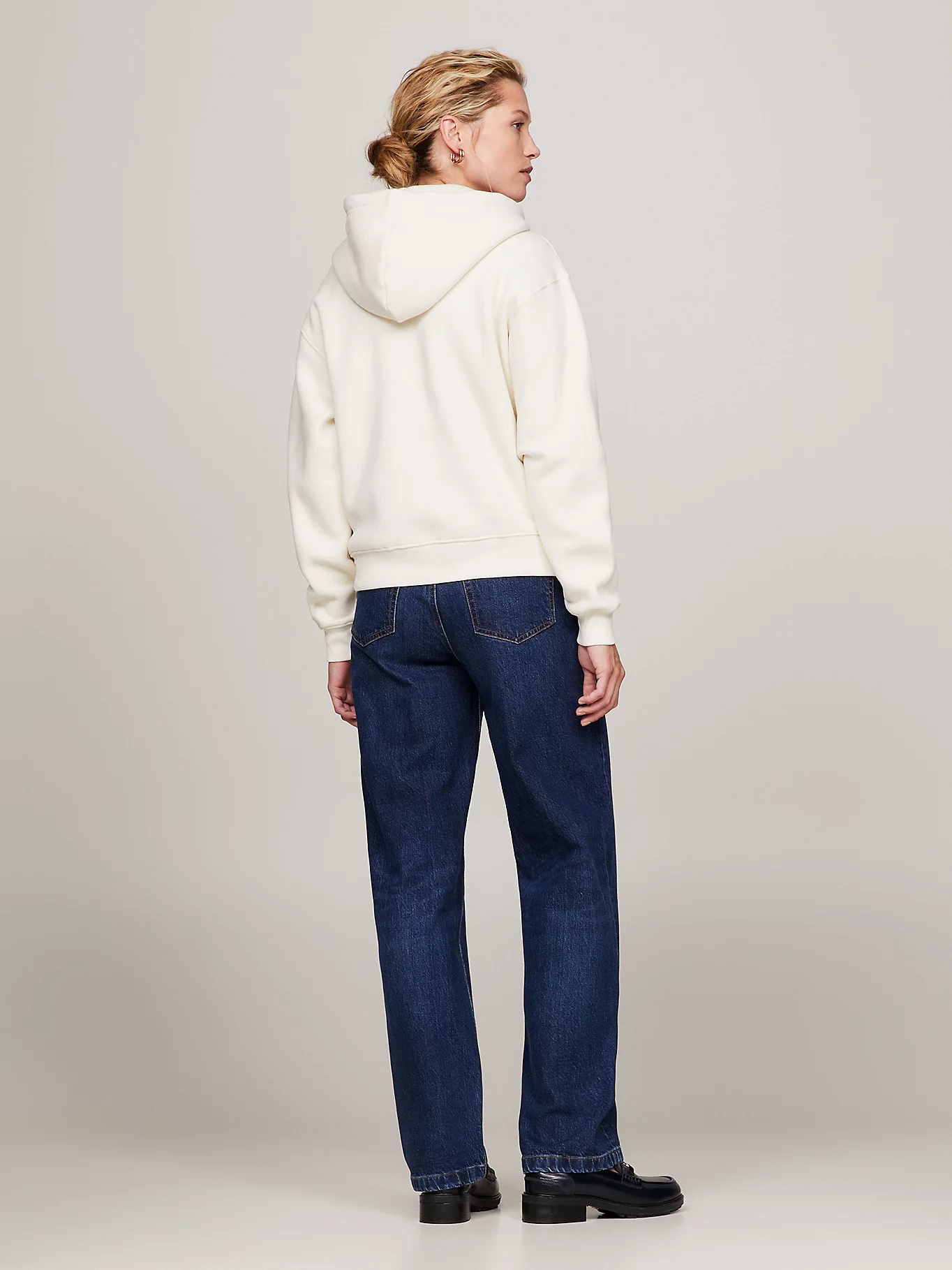Shop Tommy Hilfiger Long-sleeved Hooded Sweater In White