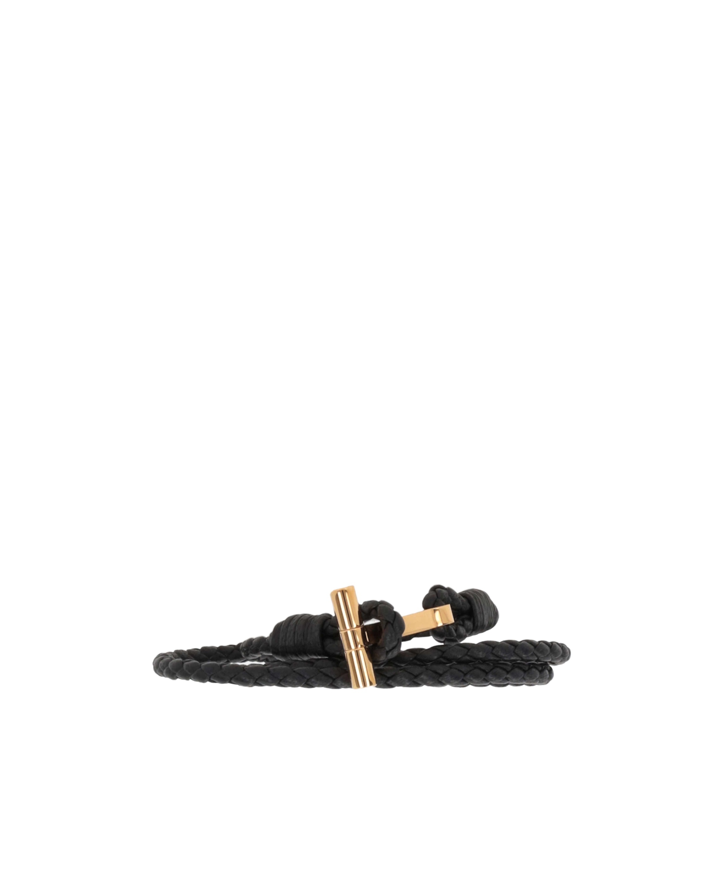 Tom Ford T-logo Braided Bracelet In Black