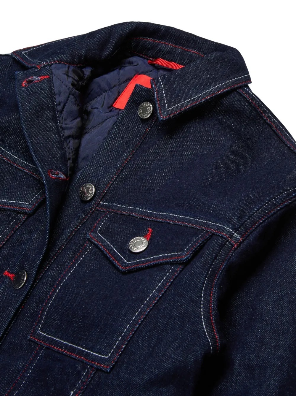 Maxco. Logo-patch Denim Jacket In Blue