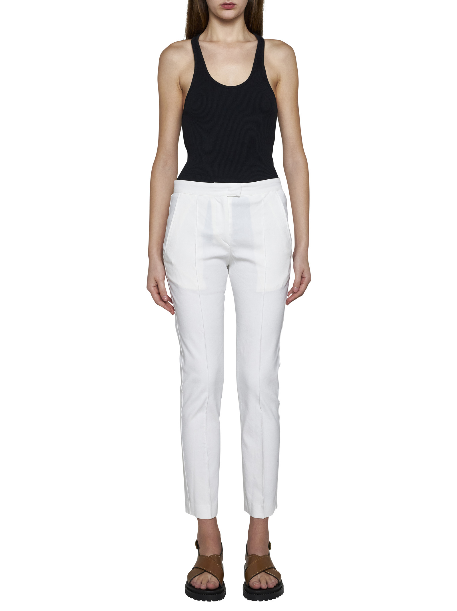 Isabel Marant Straight-leg Cropped Slim-cut Trousers In White