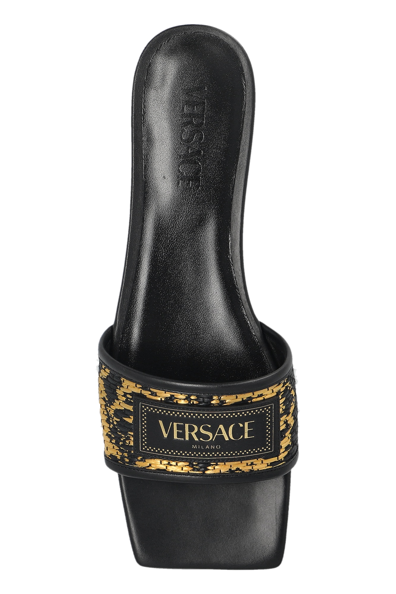 Versace Theia Barocco Square Open Toe Slides