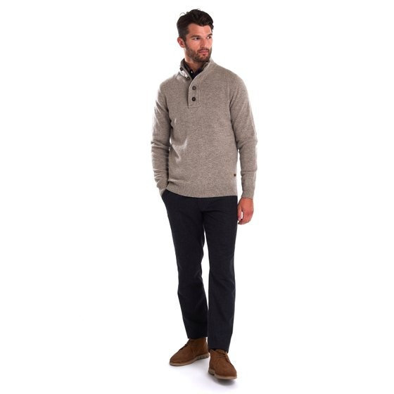 Barbour Half-zipper Button Knitted Pullover In Nude