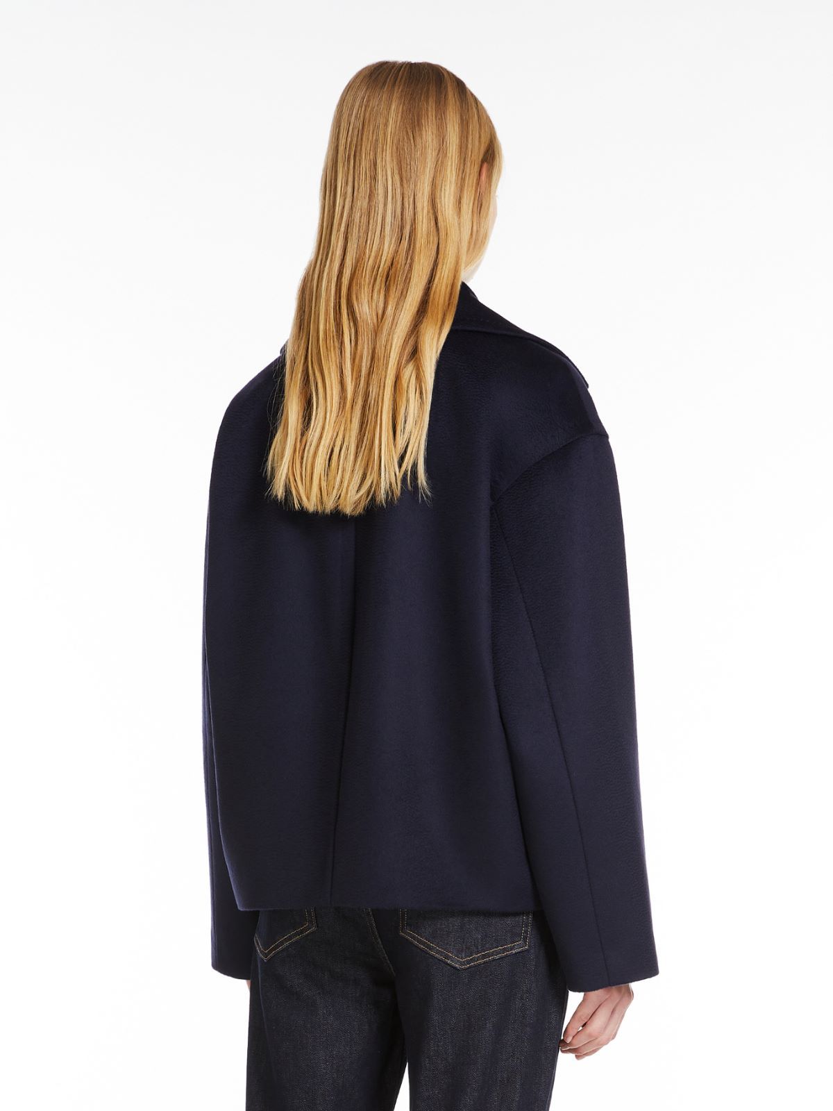 Max Mara Wool Drop Pea Coat In Black