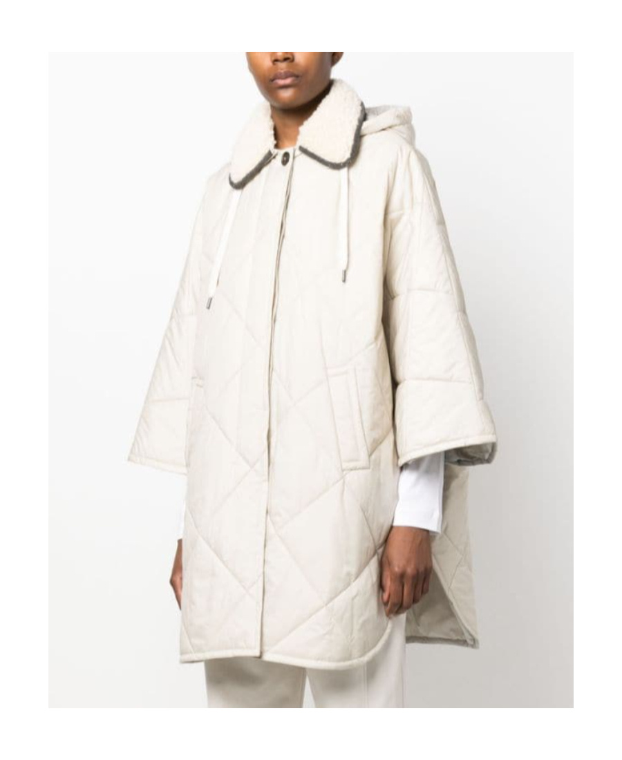 Brunello Cucinelli Wide-sleeve Quilted Coat In White