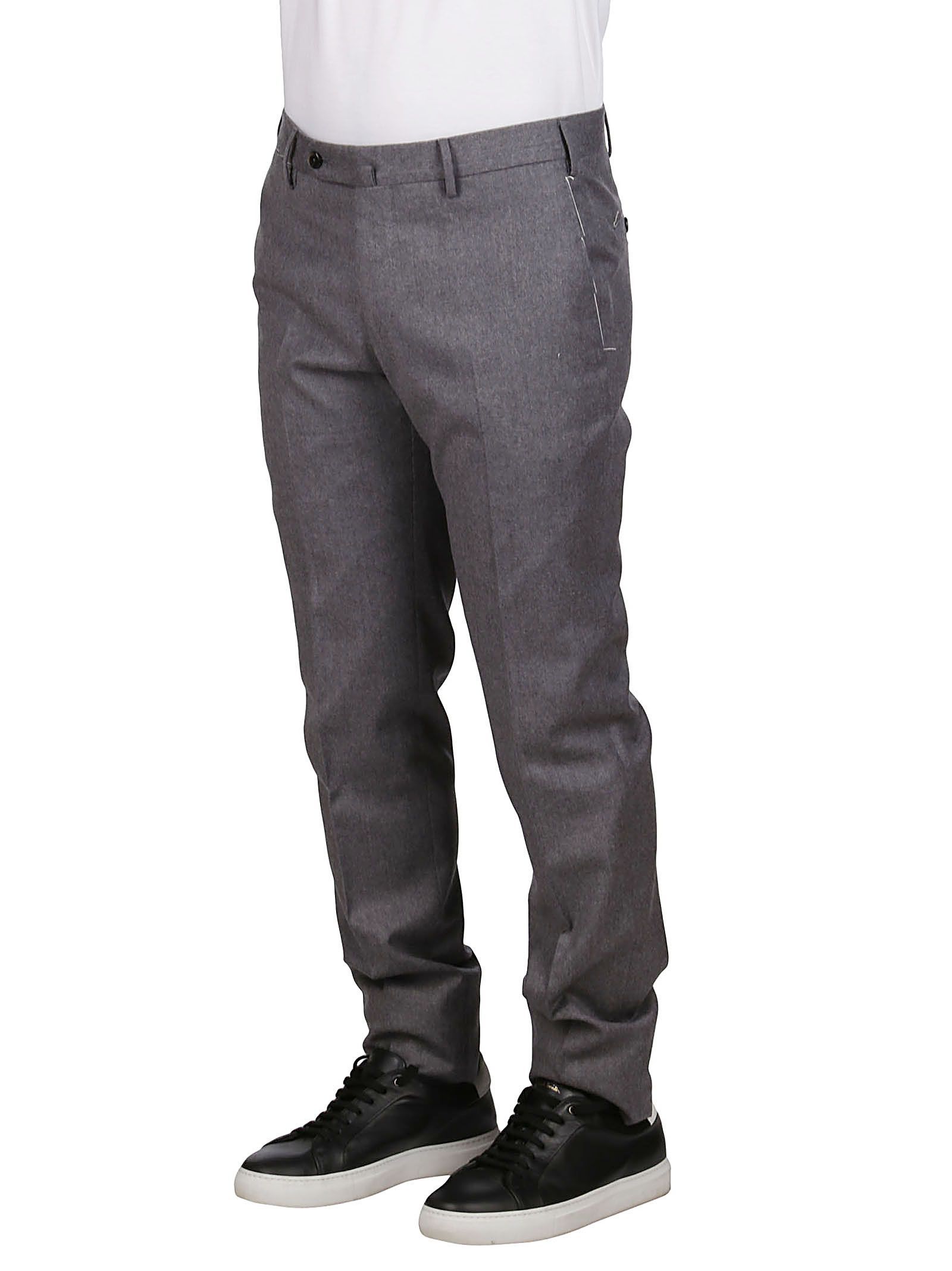 Pt01 Tailored Grey Trousers With Pleat In Black