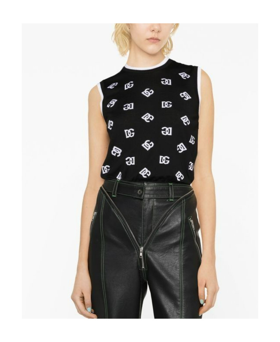 Dolce & Gabbana Intarsia-knit Sleeveless Sweater In Black