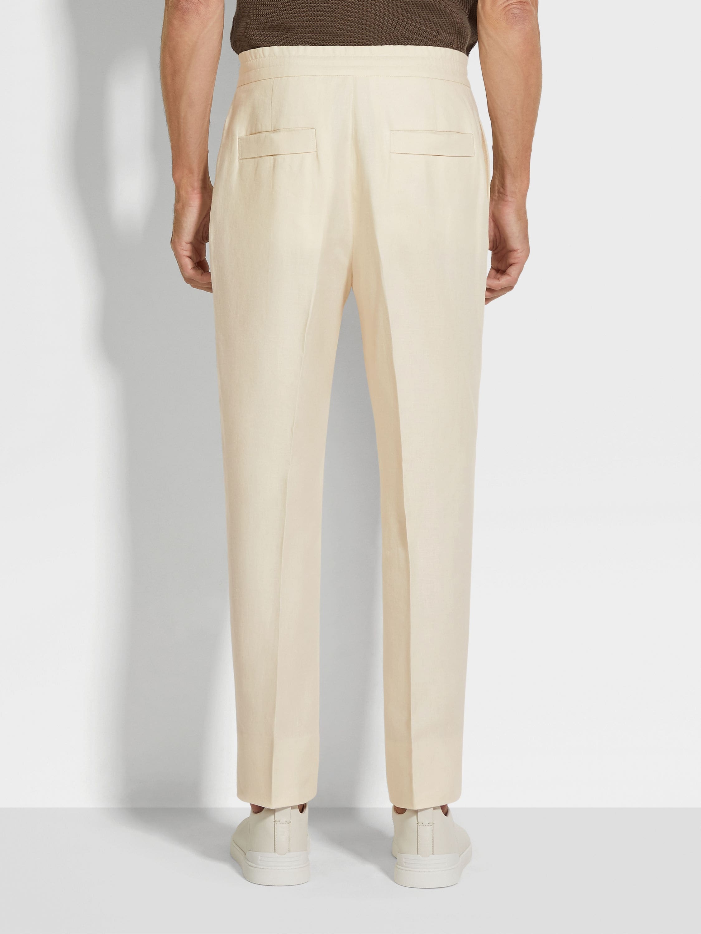 Shop Zegna Linen Trousers In White