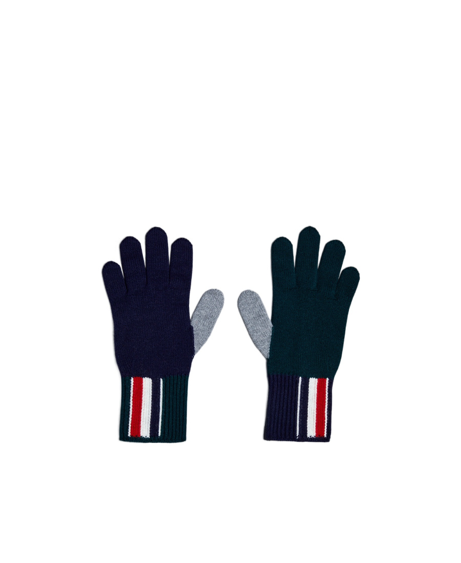 Shop Thom Browne Fun Mix Intarsia-knit Logo Wool Gloves In Black