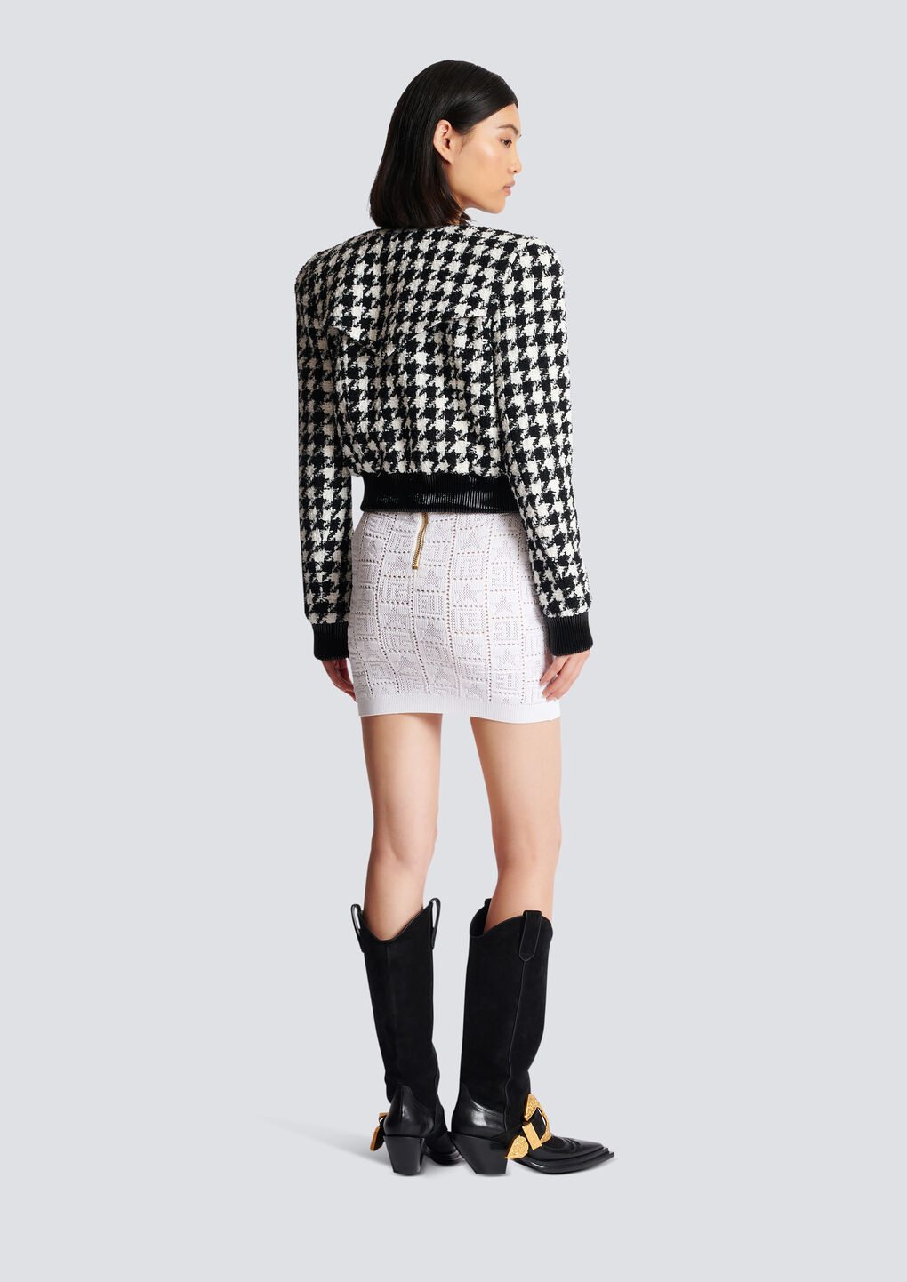 Balmain Casual Jacket With Houndstooth Pattern In Black