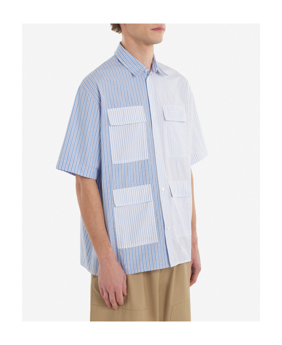 Maison Kitsuné Colour-block Striped Shirt In White