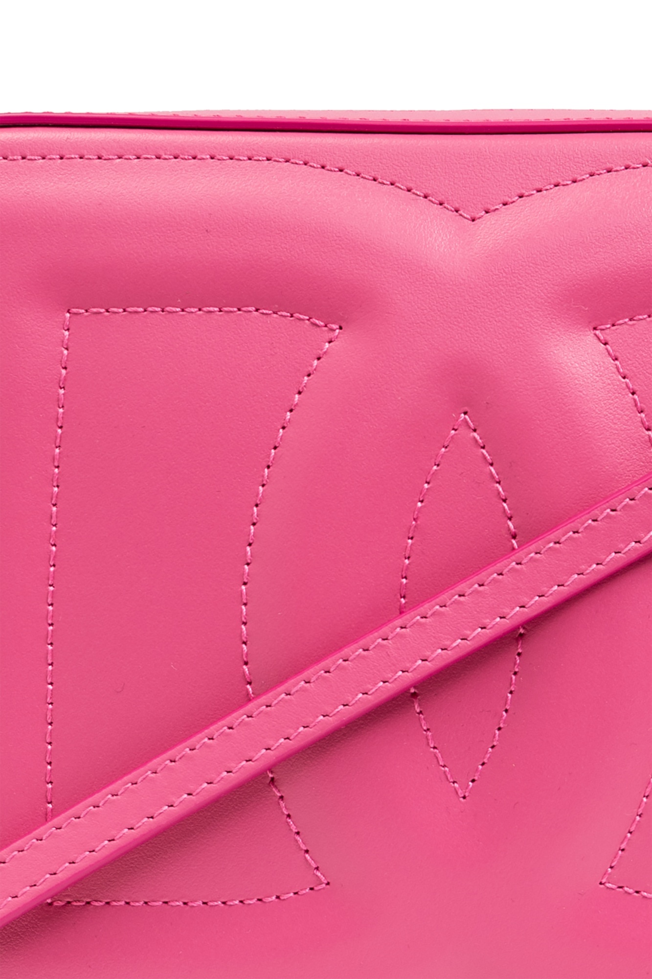 Dolce & Gabbana Medium Dg Logo Leather Camera Bag In Pink