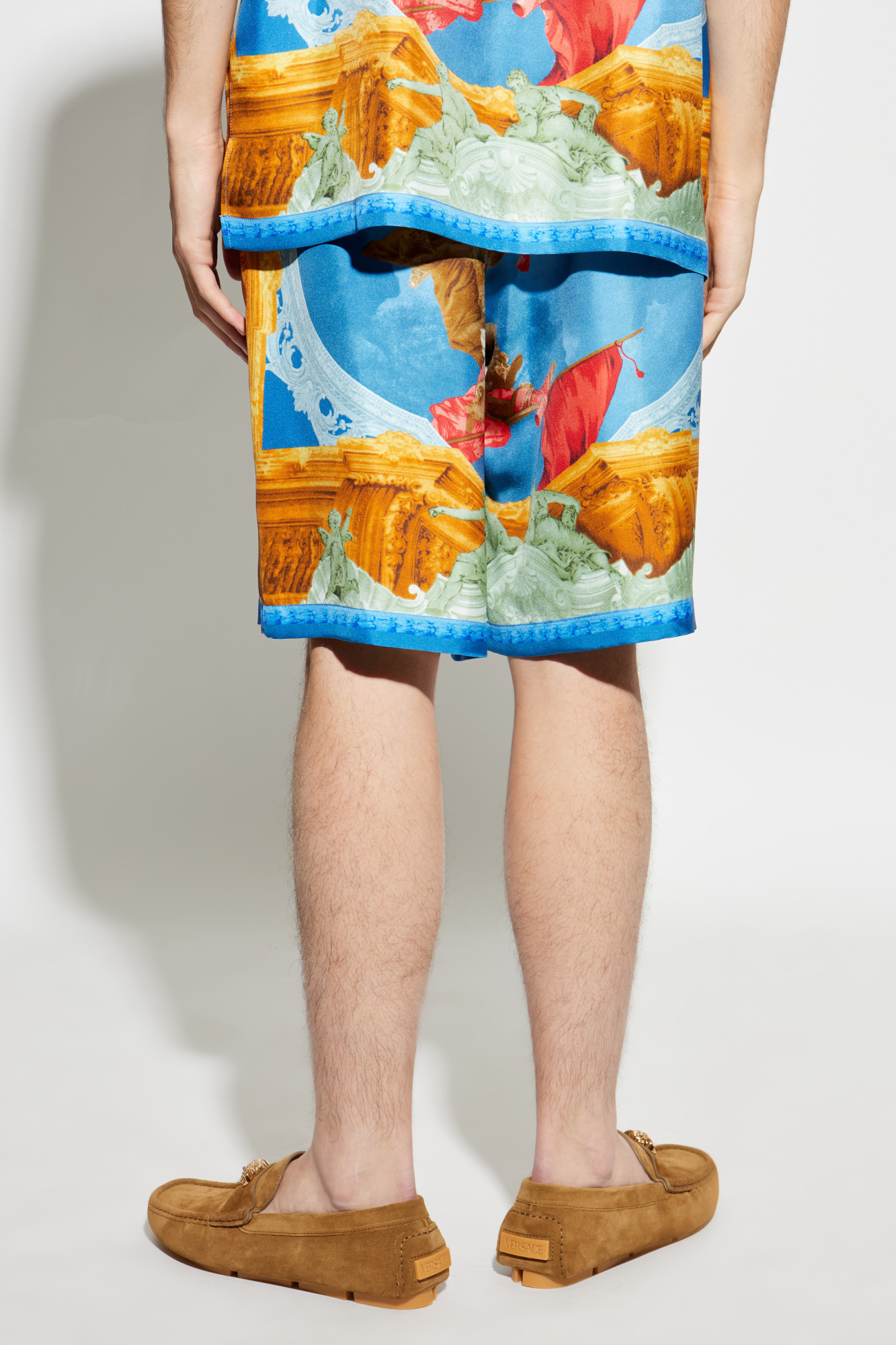 Versace Pattern-printed Elasticated Waistband Shorts In Blue