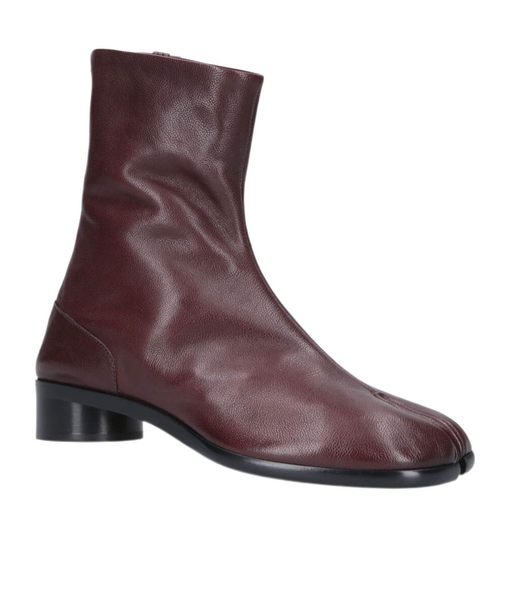 Maison Margiela Textured Ankle Boots Block Heel In Brown