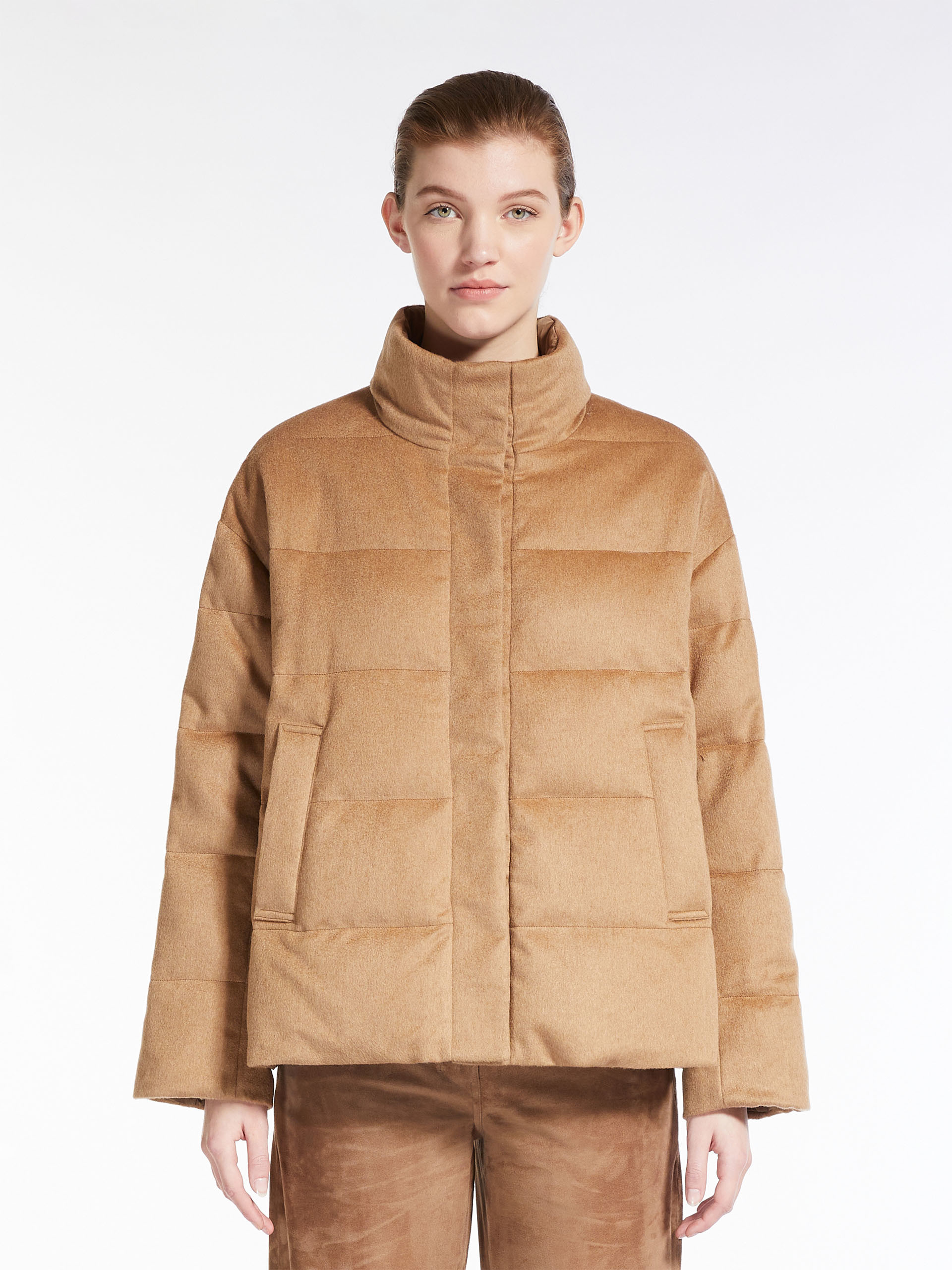 Max Mara Double-sided High-necked Cotton Suit In Brown