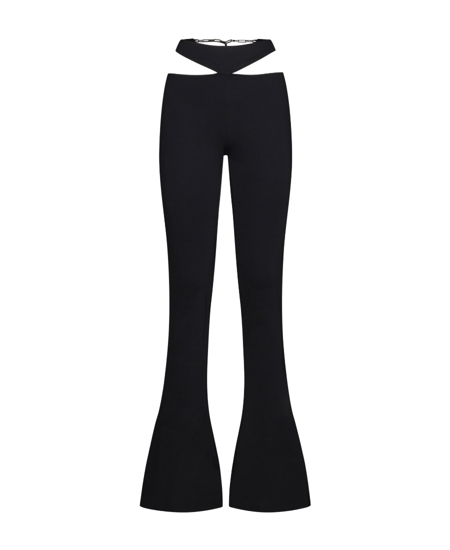 Attico Cut-out Flared Pants In Black