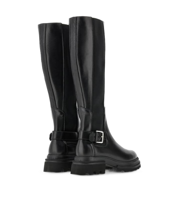 Shop Hogan Buckled Knee-high Boots In Black