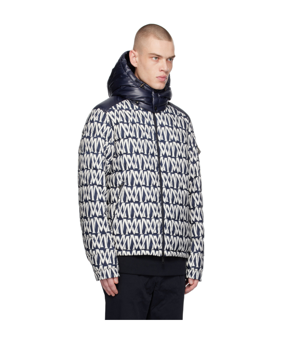 Moncler Monogram-print Puffer Jacket In Black