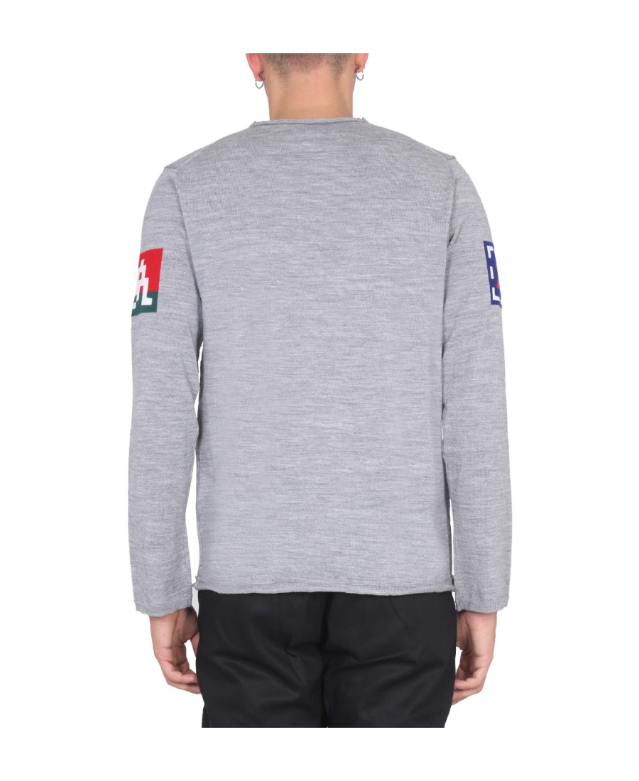 Comme Des Garçons Crew Neck Wool Jersey Sweater In Gray