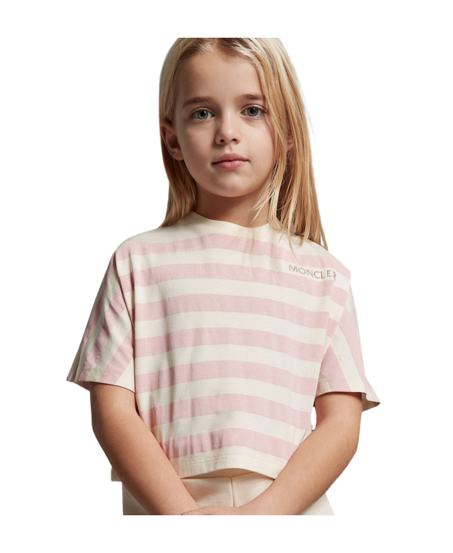 Moncler Embroidered-logo Cotton T-shirt In Nude
