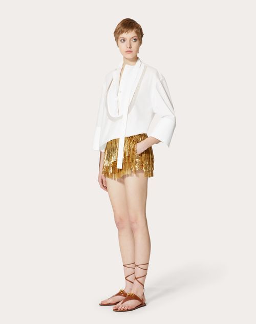 Valentino Side Neck Tie Fastening Blouse In White