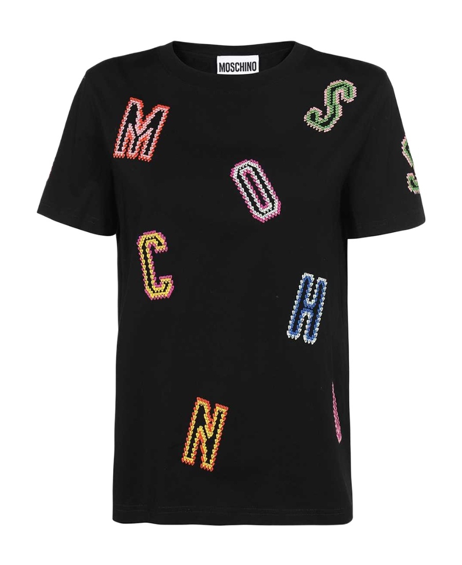Moschino T-shirt With Round Neck And Short Sleeves In Black