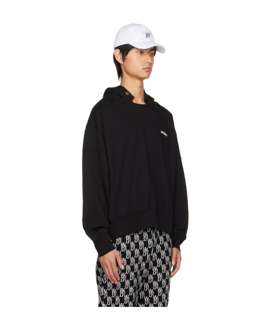 We11 Done Logo Hooded Sweater In Black