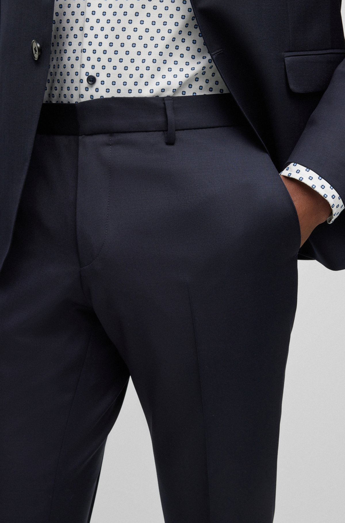 Shop Hugo Boss Straight-leg Wool Trousers In Black
